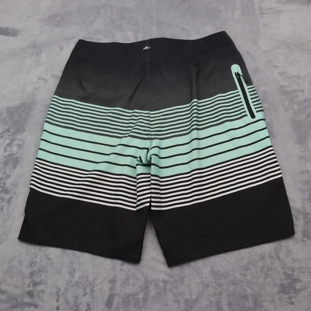 O Neill Shorts Mens 32 Multicolor Drawstring Zip Pocket Stripe Board Shorts